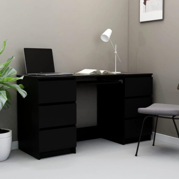 vidaXL Writing Desk Black 55.1"x19.7"x30.3" Engineered Wood