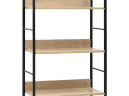vidaXL 3-Layer Book Shelf Oak 23.6"x10.9"x35.6" Engineered Wood