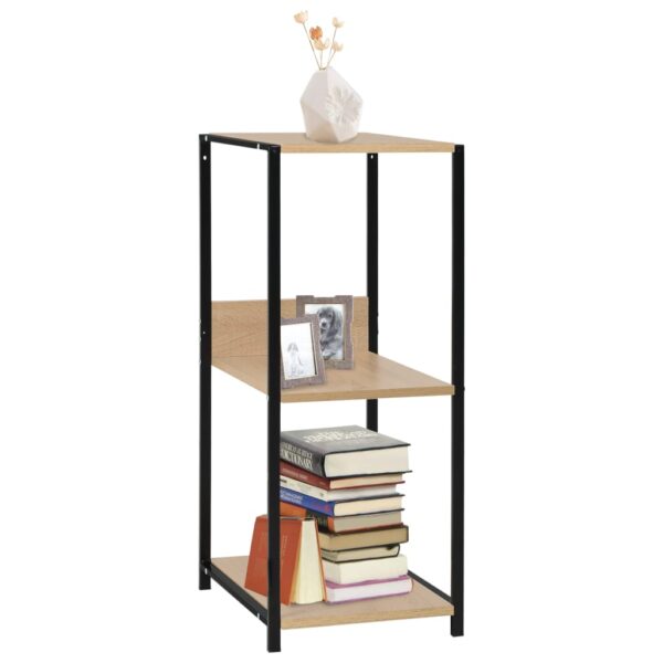 vidaXL Small Straight Book Shelf Black and Oak 13.2"x15.6"x31.4" Engineered Wood