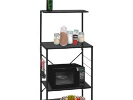 vidaXL Microwave Cabinet Black 23.6"x15.6"x48.4" Engineered Wood