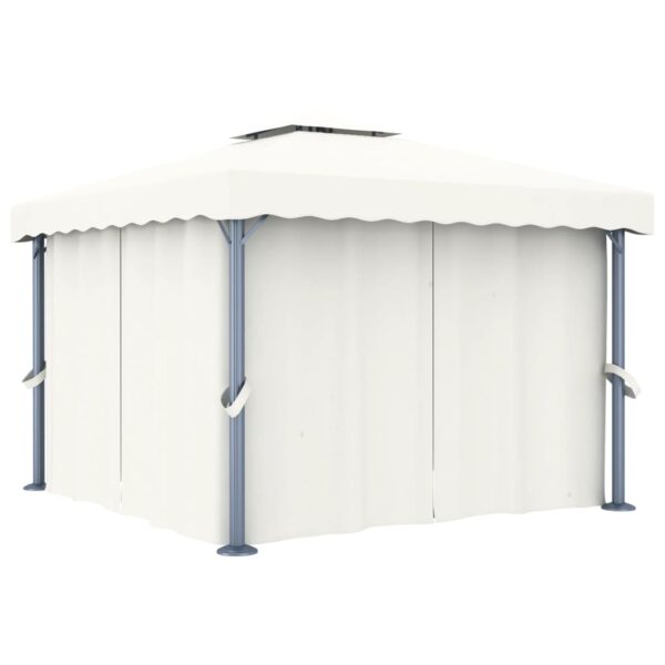 vidaXL Gazebo with Curtain 9.8'x9.8' Cream White Aluminum