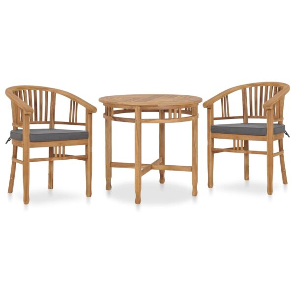 vidaXL 3 Piece Patio Dining Set with Cushions Solid Teak Wood