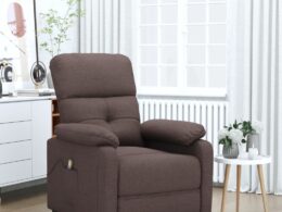 vidaXL Massage Recliner Dark Brown Fabric