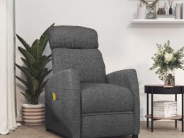 vidaXL Massage Recliner Dark Gray Fabric