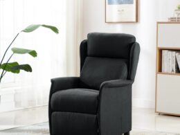 vidaXL Massage Recliner Dark Gray Fabric