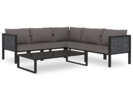 vidaXL 6 Piece Patio Lounge Set with Cushions Poly Rattan Anthracite