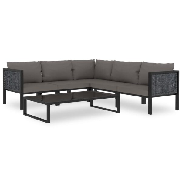 vidaXL 6 Piece Patio Lounge Set with Cushions Poly Rattan Anthracite