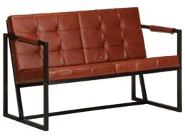 vidaXL 2-Seater Sofa Brown Real Goat Leather