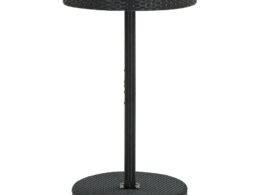 vidaXL Patio Table Black 23.8"x41.7" Poly Rattan