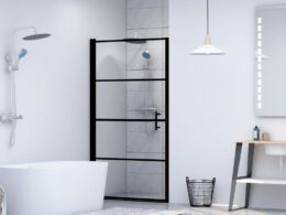 vidaXL Shower Door Tempered Glass 39.4"x70.1" Black