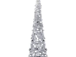 vidaXL Pop-up Artificial Christmas Tree Silver 6 ft PET