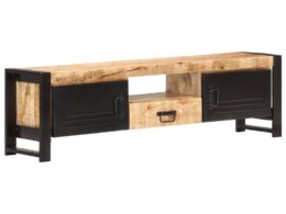 vidaXL TV Stand 55.1"x11.8"x15.7" Rough Mango Wood