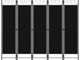 vidaXL 5-Panel Room Divider Black 78.7"x70.9"