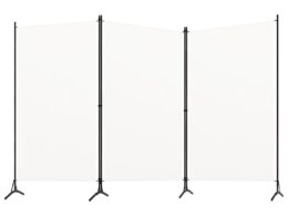 vidaXL 3-Panel Room Divider White 102.4"x70.9" Fabric