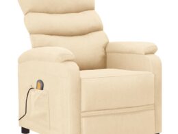 vidaXL Massage Recliner Cream Fabric