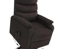 vidaXL Power Lift Massage Recliner Dark Brown Fabric