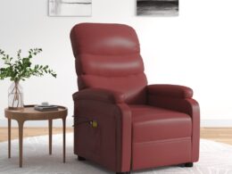 vidaXL Stand up Massage Chair Wine Red Faux Leather