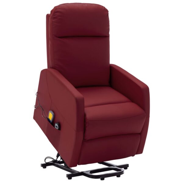 vidaXL Power Lift Massage Recliner Wine Red Faux Leather