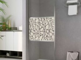 vidaXL Walk-in Shower Wall ESG Glass with Stone Design 39.4"x76.8"