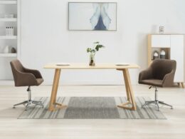 vidaXL Swivel Dining Chairs 2 pcs Brown Fabric