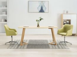 vidaXL Swivel Dining Chairs 2 pcs Green Fabric