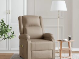 vidaXL Massage Chair Cappuccino Faux Leather