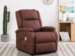 vidaXL Massage Chair Brown Fabric