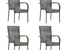 vidaXL Stackable Patio Chairs 4 pcs Gray Poly Rattan