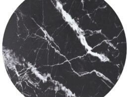 vidaXL Table Top Black Ø 15.7"x0.3" Tempered Glass with Marble Design