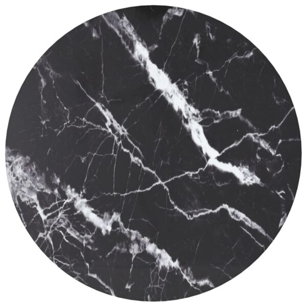 vidaXL Table Top Black Ø 15.7"x0.3" Tempered Glass with Marble Design
