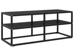 vidaXL TV Stand Black with Black Glass 39.4"x15.7"x15.7"