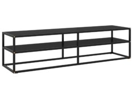 vidaXL TV Stand Black with Black Glass 63"x15.7"x15.7"