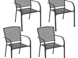 vidaXL Patio Chairs 4 pcs Mesh Design Anthracite Steel