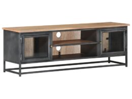 vidaXL TV Stand Gray 47.2"x11.8"x15.7" Solid Wood Acacia and Steel