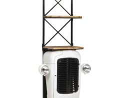vidaXL Tractor Wine Cabinet White 19.3"x12.2"x67.7" Rough Mango Wood