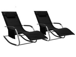 vidaXL Sun Loungers 2 pcs Textilene Black and Gray