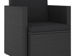 vidaXL Patio Chair with Cushions Poly Rattan Black