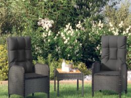 vidaXL Patio Chairs 2 pcs Poly Rattan Black