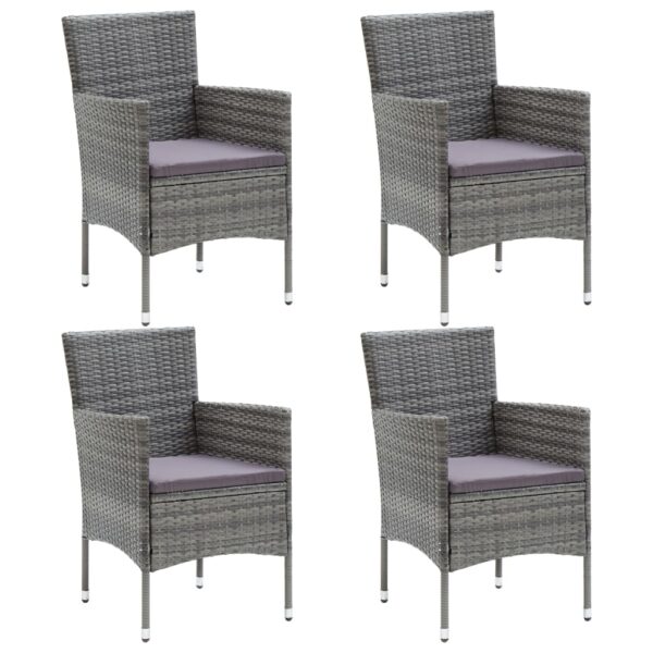 vidaXL Patio Dining Chairs 4 pcs Poly Rattan Gray