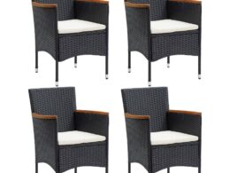 vidaXL Patio Dining Chairs 4 pcs Poly Rattan Black
