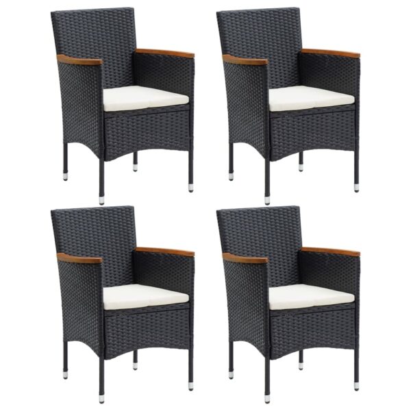 vidaXL Patio Dining Chairs 4 pcs Poly Rattan Black