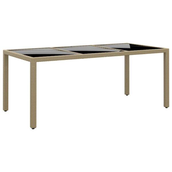 vidaXL Patio Table 74.8"x35.4"x29.5" Tempered Glass and Poly Rattan Beige