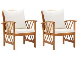 vidaXL Patio Chairs with Cushions 2 pcs Solid Acacia Wood