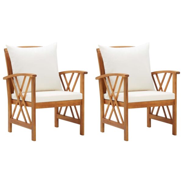 vidaXL Patio Chairs with Cushions 2 pcs Solid Acacia Wood
