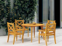 vidaXL Patio Table Ø43.3"x29.5" Solid Wood Acacia