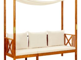 vidaXL Patio Bench with Canopy Solid Acacia Wood