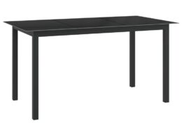 vidaXL Patio Table Black 59.1"x35.4"x29.1" Aluminum and Glass