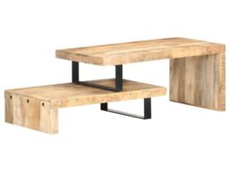 vidaXL 2 Piece Coffee Table Set Solid Mango Wood