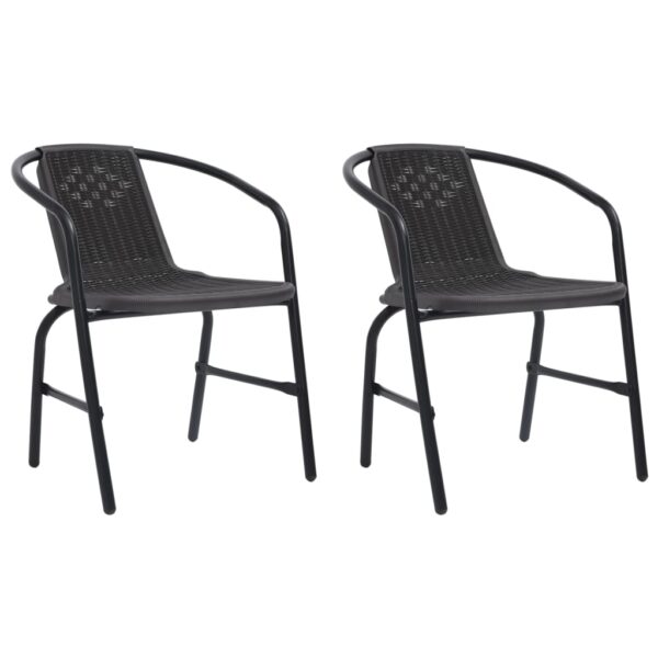 vidaXL Patio Chairs 2 pcs Plastic Rattan and Steel 242.5 lb