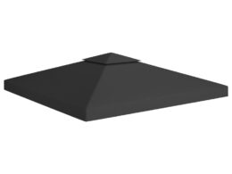 vidaXL 2-Tier Gazebo Top Cover 1 oz/ft² 9.8'x9.8' Black